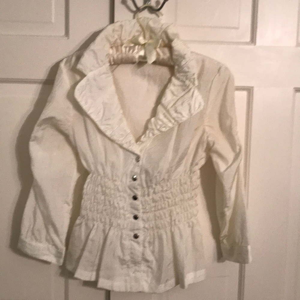 White sear sucker shirt